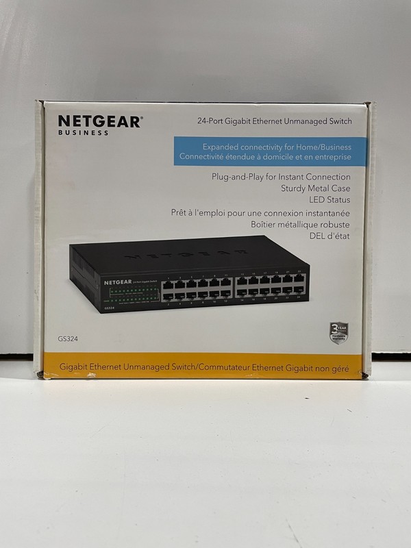 NETGEAR GS324-200NAS 24-Port Gigabit Ethernet Unmanaged Switch - Black
