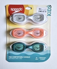 Speedo Kids Endcap Swim Goggles 3 Pack White Coral Teal Ages 3-6