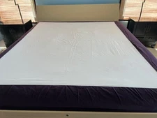 RESTORATION HARDWARE StoneWashed Belgian Linen Box Spring Cover Purple  Cal King