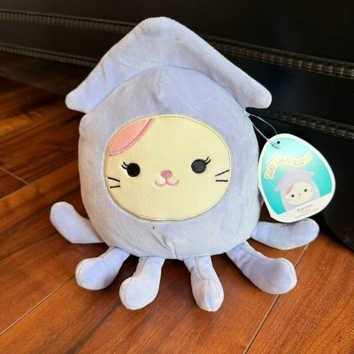 Malvaviscos Karina Gato Gatito en Stacy Lavanda Calamar Disfraz Peluche 8" Nuevo con Etiquetas