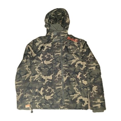 Superdry WindCheater Jacket Woodland Camo Hooded Orange Fleece Lined Japan Sz SM