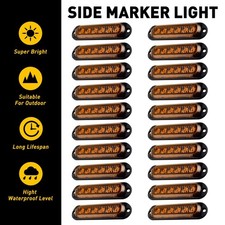 20x Amber LED Side Marker Lights 12V 24V Front Rear Clearance Indicator For Bus
