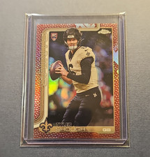 Topps Chrome 2025 Football Red Leather Refractor Tyler Shough #398 Saints 