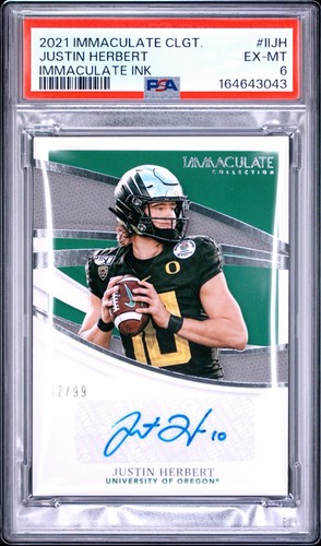 2021 Panini Immaculate Collection Collegiate - Justin Herbert - Auto /99 PSA 6