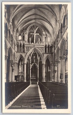 Vintage Trondhjems Domkirke Interior Postcard by Eneret Mittet & Co C216