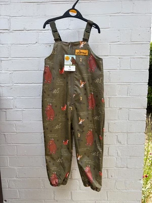 TU Boys Green Gruffalo Salopettes Shower Resistant Rubber Feel Trousers New - Image 1 of 4
