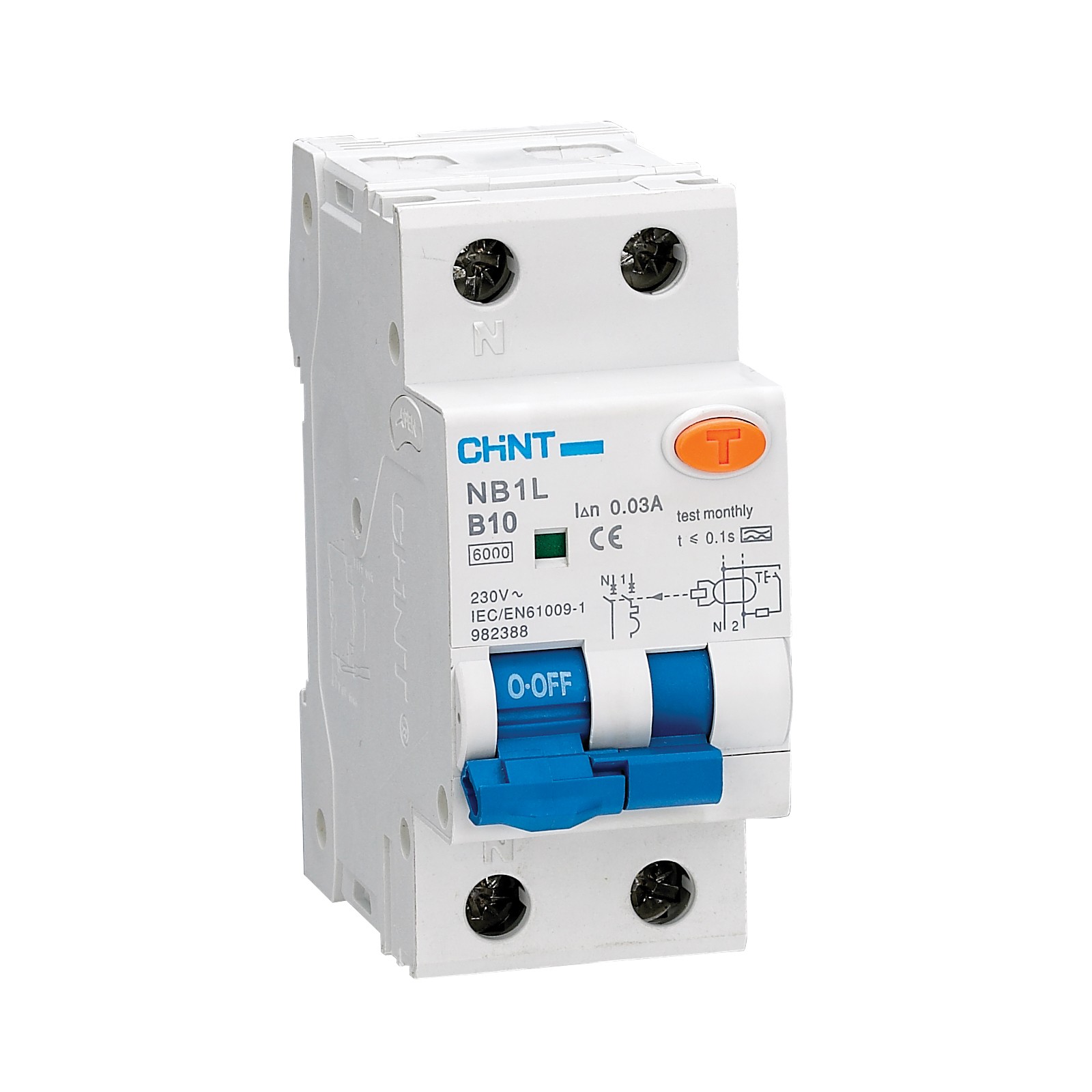 nb1l-c06 chint rcbo 6a c curve 30ma 36mm 1 pole + neutral