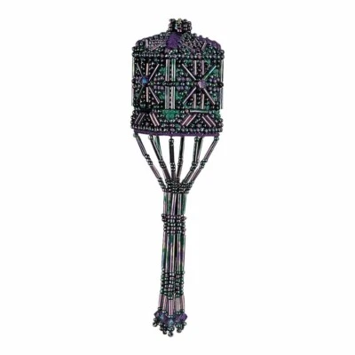 Rainbow Teal Tassel Beaded Cross Stitched Ornament Kit Mill Hill 2001