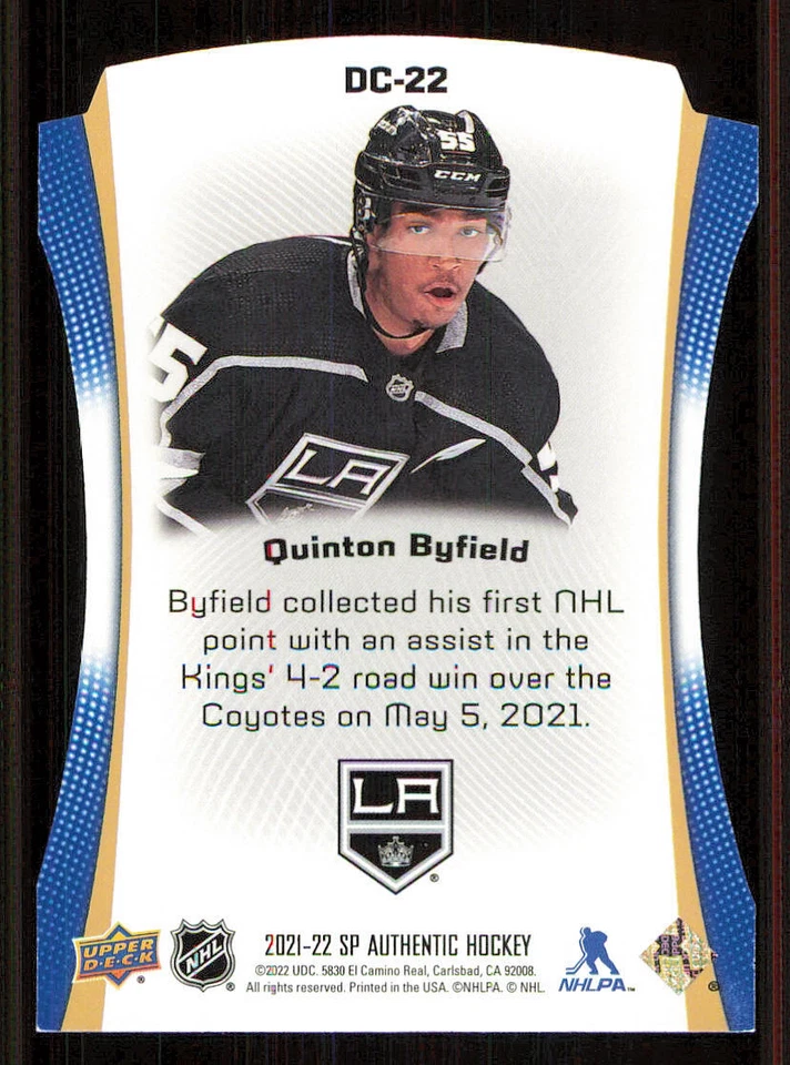 2021-22 SP Authentic Die Cuts Blue #DC22 Quinton Byfield - Image 2 of 2