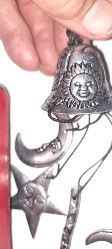 Wind Chime small alloy decor stars and moons hanging sun bell 27cm drop - Picture 2 of 2