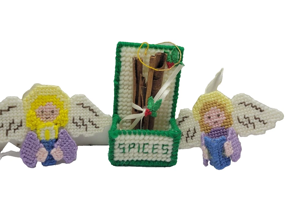 Avon Tejido Tapiz Árbol de Navidad Adornos Conjunto de 3 Ángeles Especias Decoración de Vacaciones  Foto 4 de 4