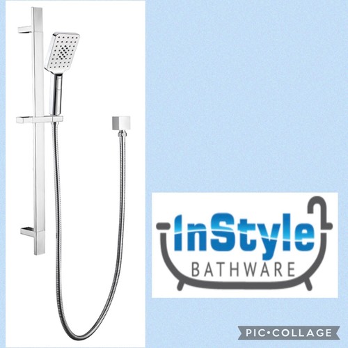 Brand New- Trade Range- Square Multifunction Sliding Shower On Rail-CHROME - Picture 2 of 3