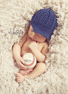 Handgehäkelte gestrickte Baby Mütze Schirmmütze Paperboy Baseball Junge Requisite Neugeborenes - 12M 