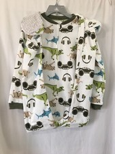 New Carter's Kid Boys 1-Piece Animals Fleece Footie Pajamas White/green 12,14