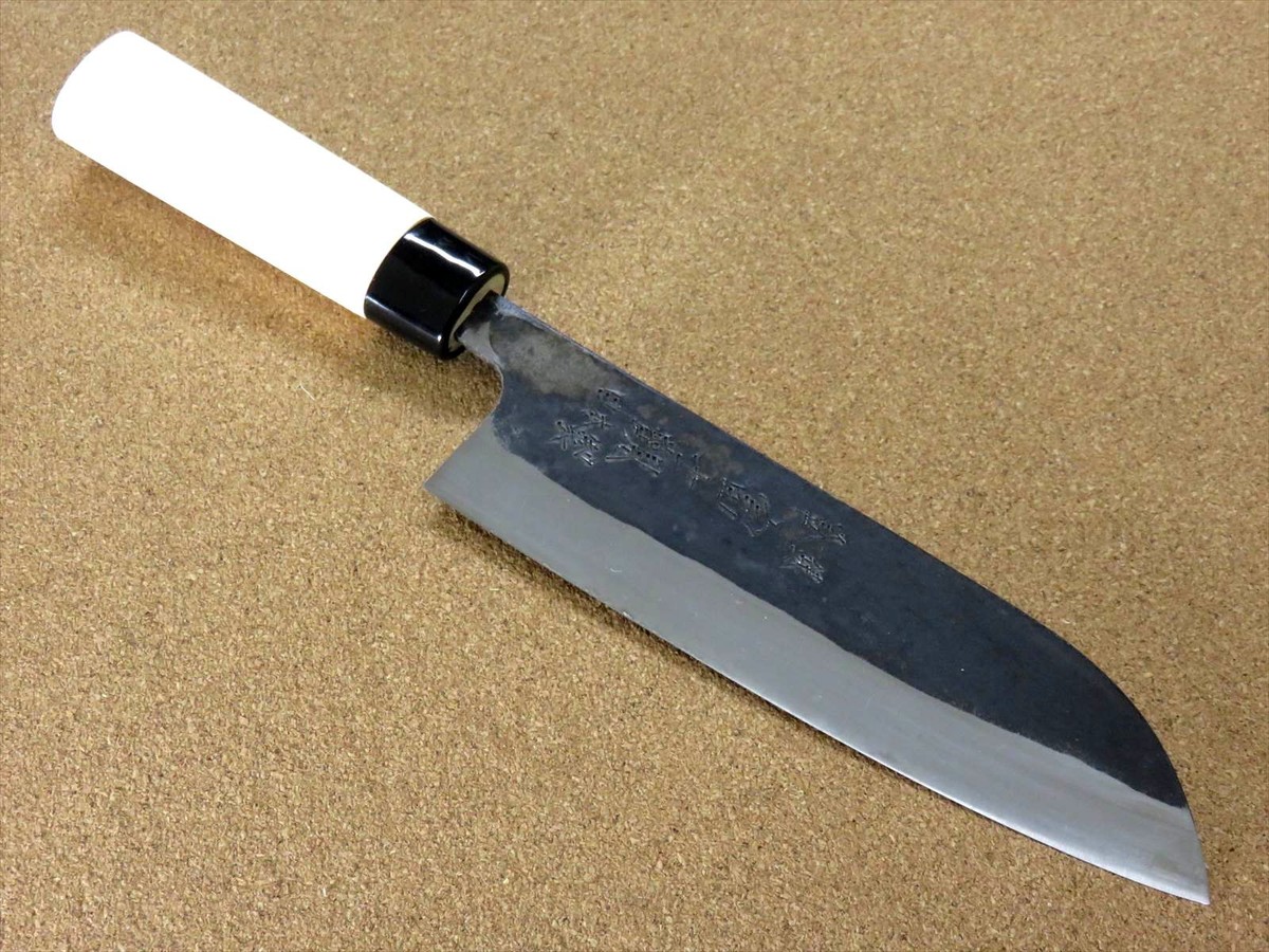 Japanese Kitchen Santoku Knife 180mm 7.1 inch Kuro-Uchi Blue Steel