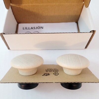 Ikea Lillasjon Hook Knob Natural Wood Black 2 Pack 504.779.62