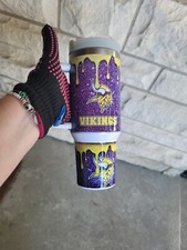40oz Football Drip straw, lid