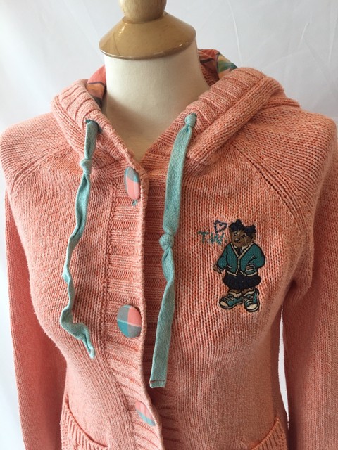 pink hooded cardigan