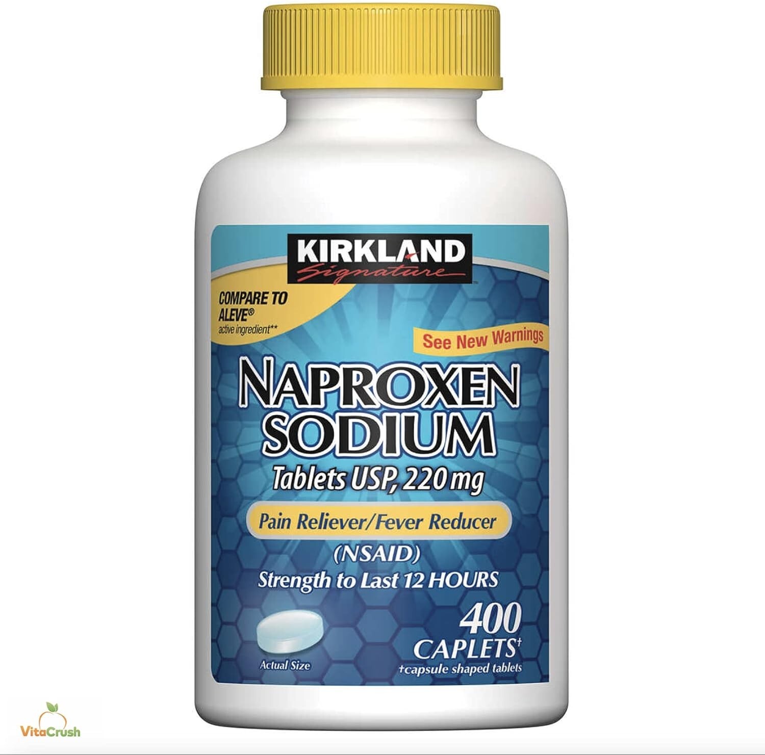 Kirkland Naproxen Sodium 220 mg 400 Caplets Tablets 8-12 Hour Pain ...