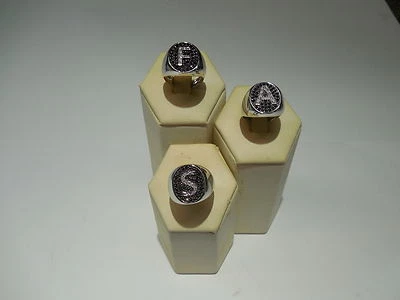 *** RHODIUM SILVER 925 SILVER AND ZIRCONS LITTLE FINGER CHEVALIER RING WITH INITIAL ***