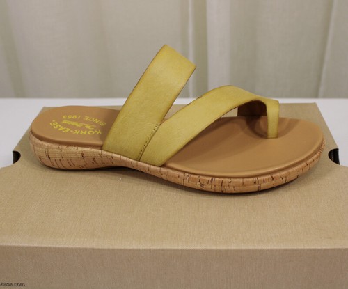 NIB Kork-Ease Womens Elaver Leather Toe Loop Platform Slide Sandals US 9 Yellow - Picture 3 of 12
