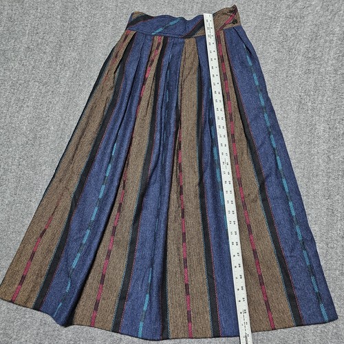 Vtg Diane Von Furstenberg Wool Skirt Women 10 Pleated Flannel Blue Brown Midi - Picture 12 of 12