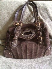 Nwot Maxx New York Bag Satchel Handbag Purse Brown Genuine Suede