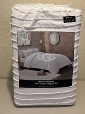 Ugg Devon Textured Twin/Twin XL Comforter Set 66X90 1Sham 26X21  White NEW
