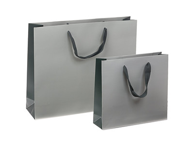 200 Exclusiv Tragetaschen Papiertaschen 25+7x23+5cm m. Baumwollbändern #10184