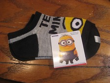 Despicable Me Kids Socks- Team Minion fits sizes 5 1/2 - 6 1/2 Gray w/ black