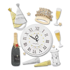 Scrapbooking Crafts Jolee's Stickers Happy New Year Champagne Clock Party Favors