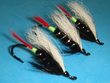 FLY FISHING FLIES - Classic GREEN BUTT SKUNK Salmon/Steelhead Fly size 2 (6 pcs)