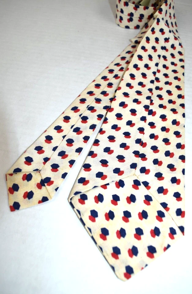 Corbata de cuello de colección azul hexagonal roja Doppelganger años 30 40 corbata de algodón 46" x 3,5" nueva Foto 4 de 4