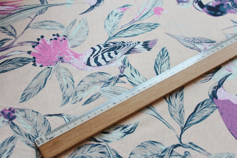 Jersey 4,20€/m² Interlock Modal "seltene Vögel" auf pastellorange MA12 - Bild 3 von 3