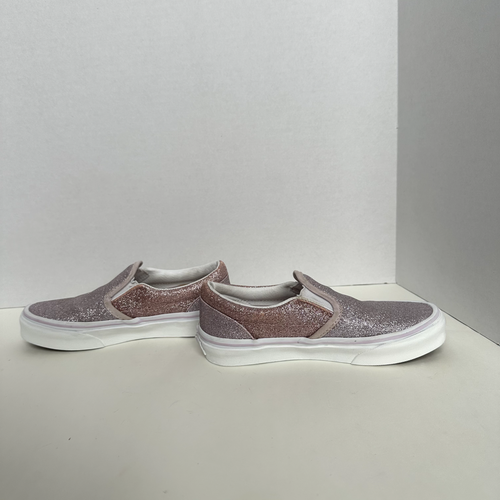 Vans Off the Wall, Girls Shoe Size 1, Pink Glitter, Slip on Shoes - Picture 3 of 7