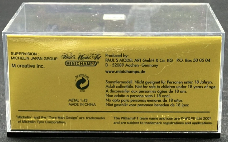 Minichamps 1/43 Williams F1 BMW FW23 Michelin Collection J. P. Montoya 400 Pcs - Image 4 of 4