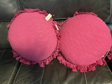 Two Fushia Round Textured Toss Pillows NWT