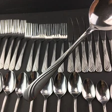 Pfaltzgraff Pacifica Frost Stainless Flatware Lot of 35 Pieces Forks Spoons Kniv