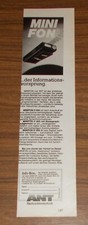Seltene Werbung ANT Nachrichtentechnik MINIFON D 600 D Personenrufsystem 1985