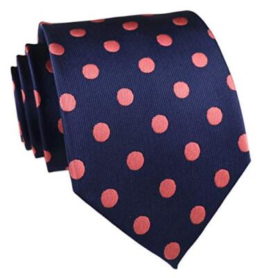 Mens Classic Polka Dot Pattern Ties Handmade Business One Size Navy Red Dot