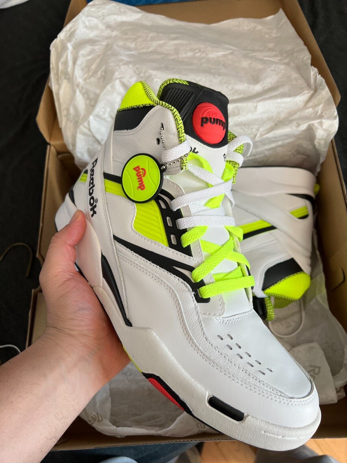 Size+10.5+-+Reebok+Twilight+Zone+Pump+White+Neon+Yellow for sale ...