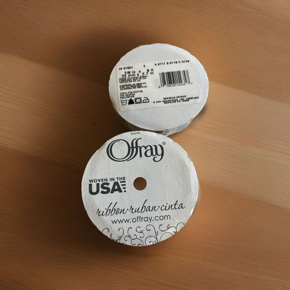 Offray Ribbon White Black Puppy Paws 7/8”x 9’ (set Of 2) NOS Poly USA 🐾 - Image 4 of 4