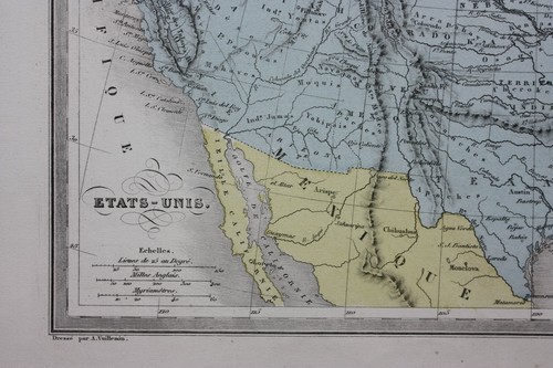 ESTADOS UNIDOS DE AMÉRICA, EE. UU., mapa antiguo original, Malte-Brun c.1882 - Imagen 3 de 4