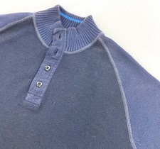 Tommy Bahama Men  s Long Sleeve 1/4 Button Thermal Sweater Navy Blue   Large