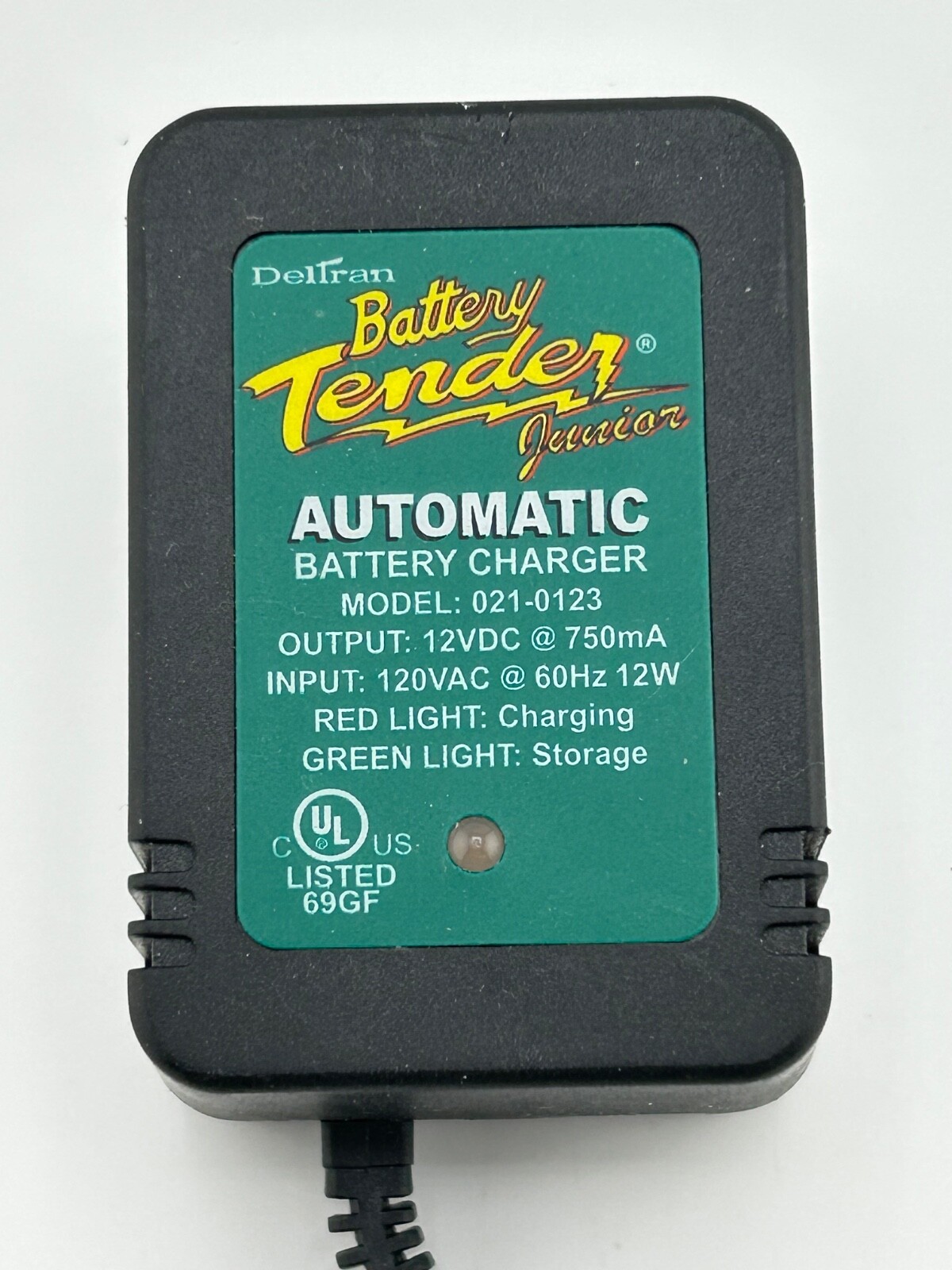 DelTran Battery Tender Jr Model 021-0123 Output 12VDC @ 750mA  Imput 120VAC  12W