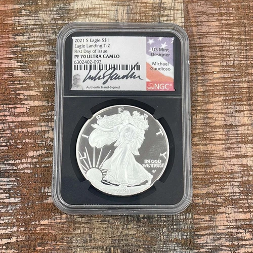 2021-S $1 US American Silver Eagle, Eagle Landing T-2, FDOI, NGC PF70 Ultra Came