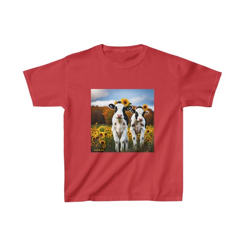Sunflower Behind Ear Calf Baby Cow Sunshine Kids Heavy Cotton™ Tee - Picture 10 of 11