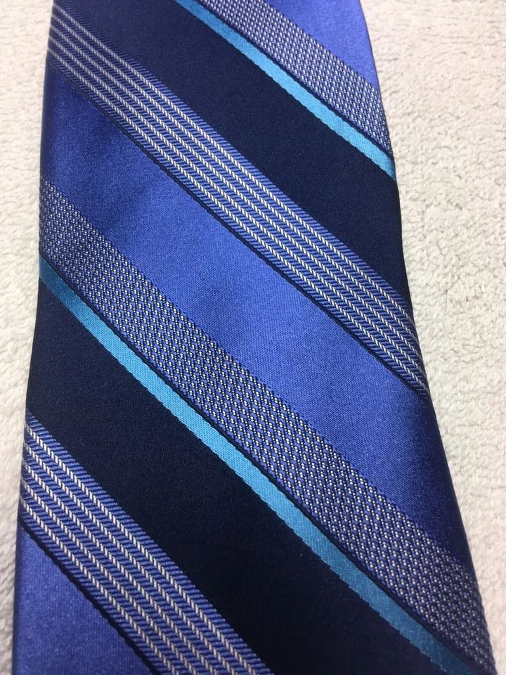 CLUB ROOM CORBATA HOMBRE AZUL MARINO GRIS VERDE AZULADO RAYAS 3,5 X 60 Foto 3 de 4