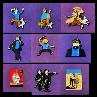 9 x Pin, Badge, Anstecker, Kapitän Haddock, Tim und Struppi, Schulze & Schultze