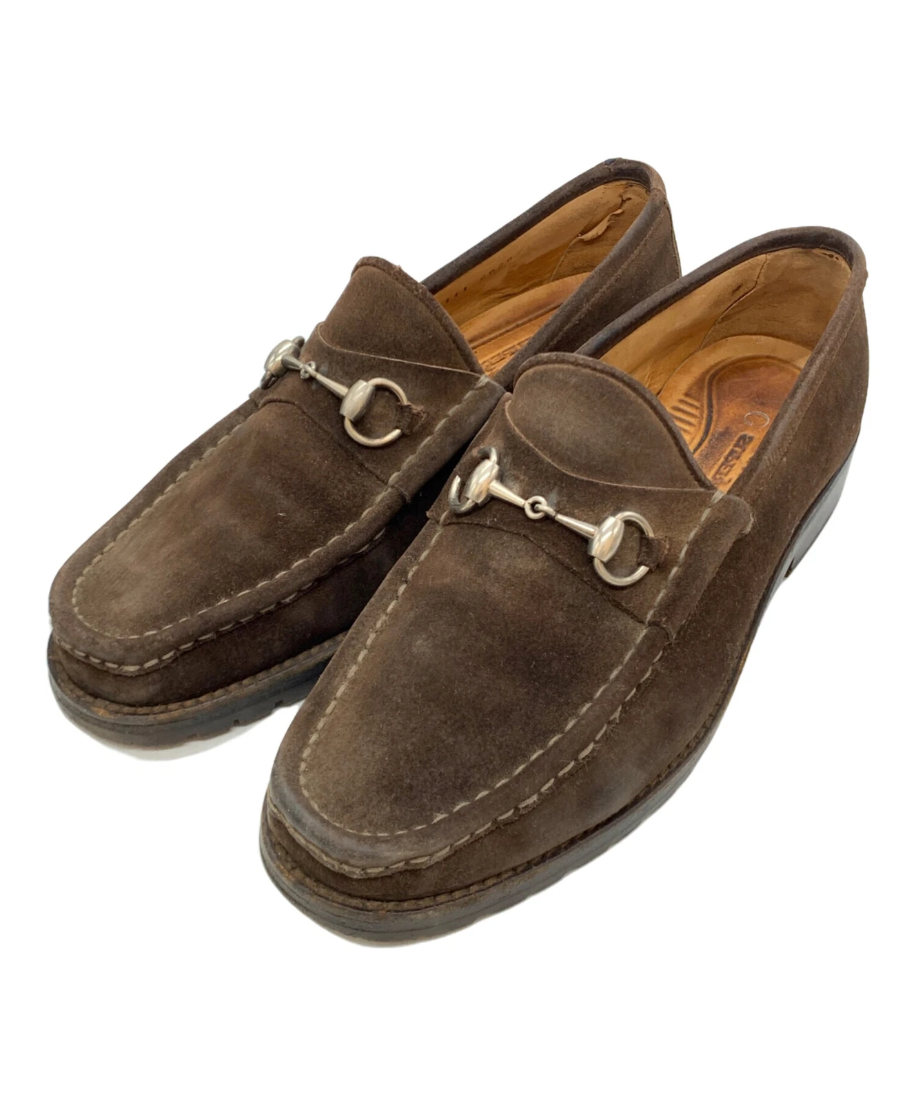 Chaussures habillées homme GUCCI mocassins Horsebit daim marron EU42,5/US9 authentique du Japon